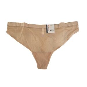 Joyspun Women Plus Size XXXL 22 Mesh Thong Panty Beige Sheer Underwear NWT